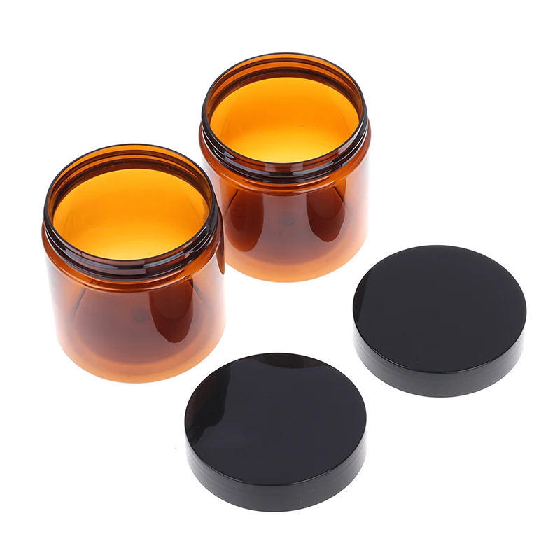 200ml Round Amber Glass Jar Straight Sided Cream Jars Black Plastic Lid Cap Inner Liner For Salve Homemade Lotion Cosmetics