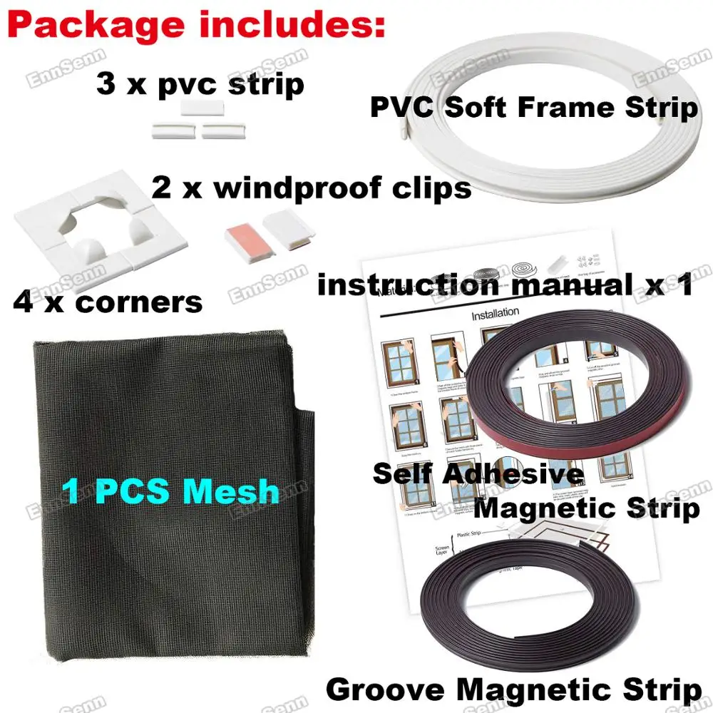 Adjustable DIY Customize Magnetic Window Screen for Motorhomes, Removable, Washable, Invisible Fly, Mosquito Net, Mesh Kit