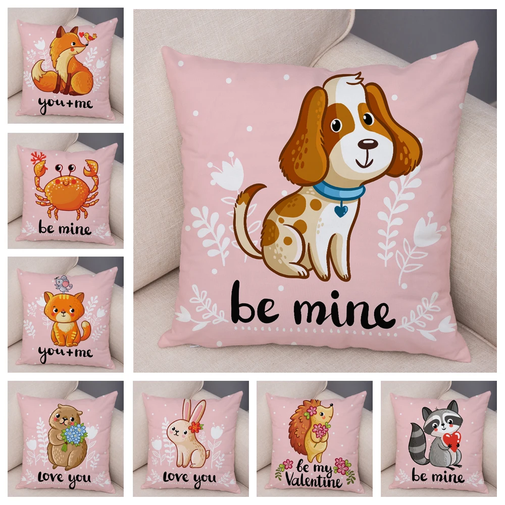 Lovely Cartoon Animal Fox Dog Cushion Cover for Children Room Sofa Cute Rabbit Cat Pillowcase Soft Plush Pillow Case 45x45cm