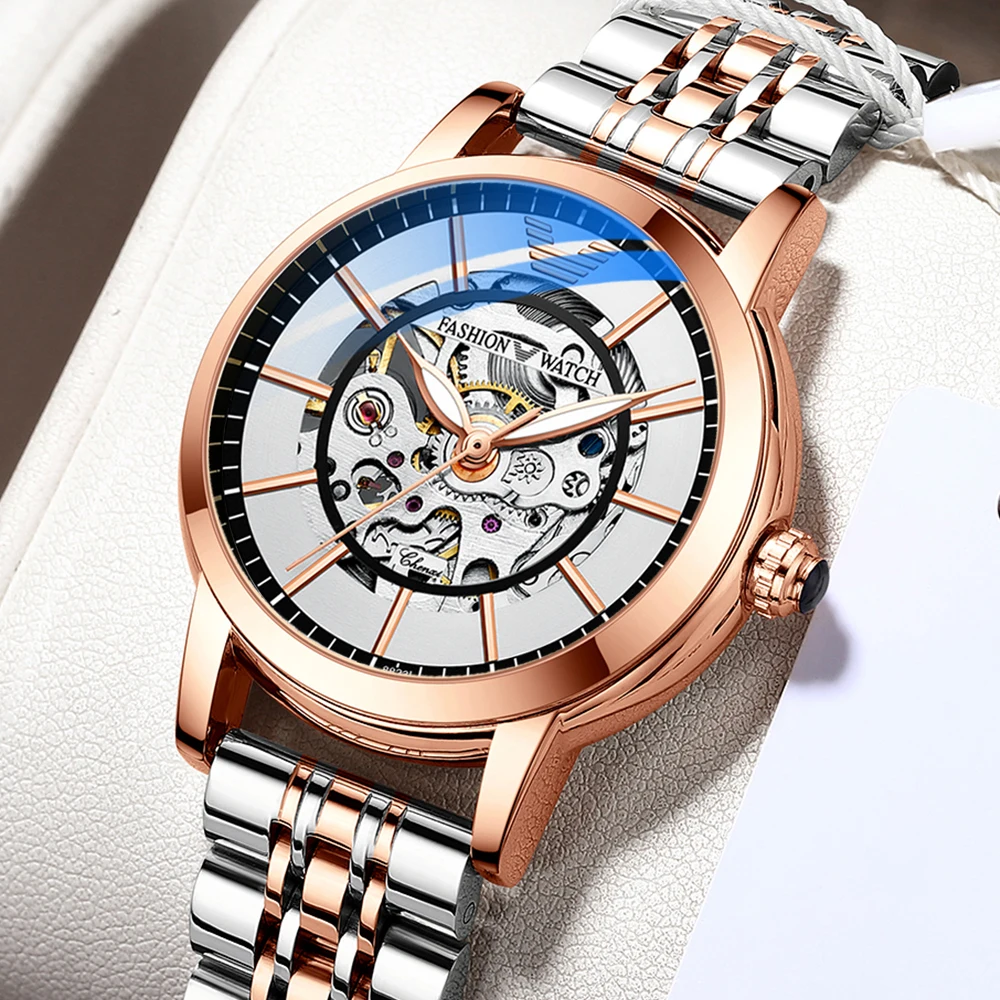 

CHENXI New Luxury Women Mechanical Watches Top Brand Waterproof Automatic Watch Rose Gold Ladies Skeleton Wrist Watches