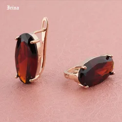 New Fashion Rose Gold Color Cubic Zircon Earrings For Women Girls Classic Dangle Earrings Statement Big Oval design Wedding