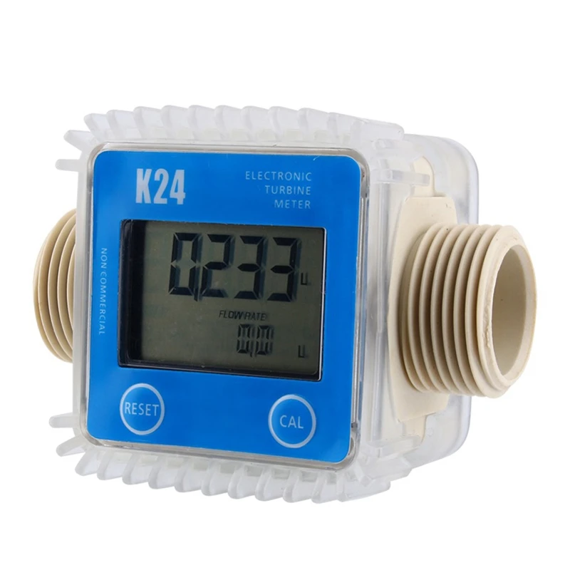 1 Pcs K24 Lcd Turbine Digital Fuel Flow Meter Widely Used For Chemicals Water