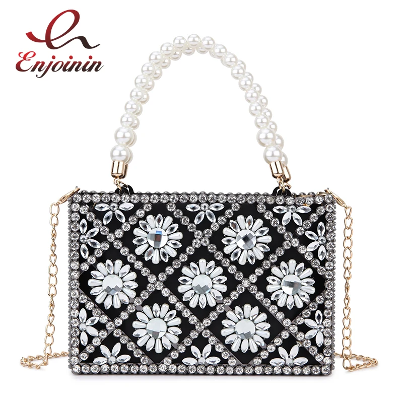 

Luxury Rhinestone Party Evening Bag for Women Metal Hollow Clutch Bag Diamond Flower Purses and Handbags Chic Designer Bag 2021