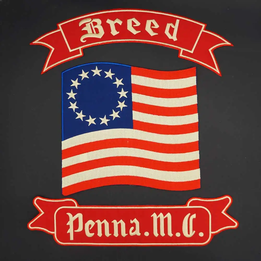 Breed Penna.m.c Embroidery Motorcyle Biker Patch Sticker For Clothing Hat Bags Iron on Backing