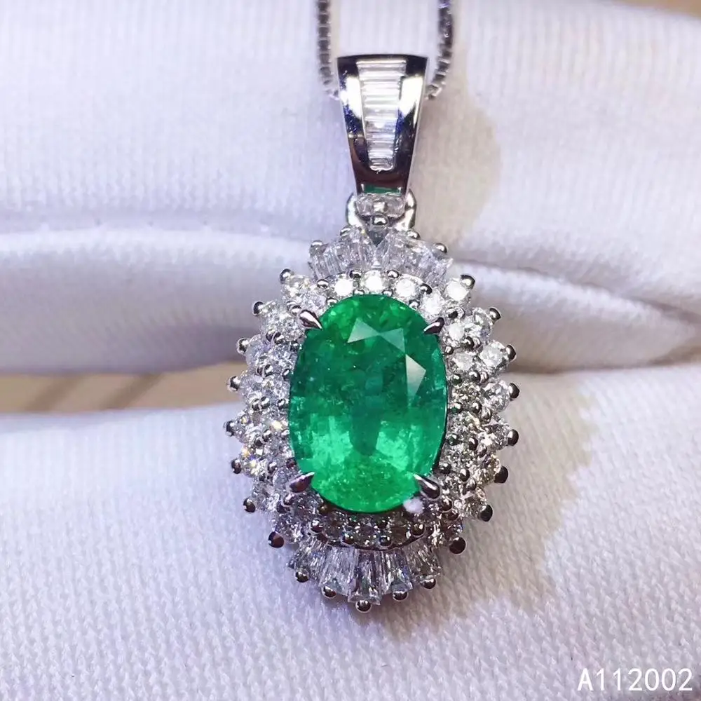 

KJJEAXCMY Fine Jewelry Natural Emerald 925 Sterling Silver New Women Pendant Necklace Chain Support Test Luxury Elegant