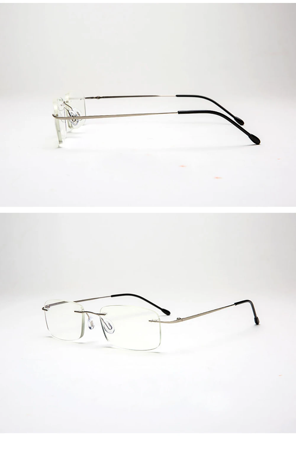 Randlose Lesebrille aus Titanlegierung, ultraleicht, quadratisch, flexibel, Presbyopie-Brille, Anti-Blue-Ray-Brille, Unisex – Detail 7