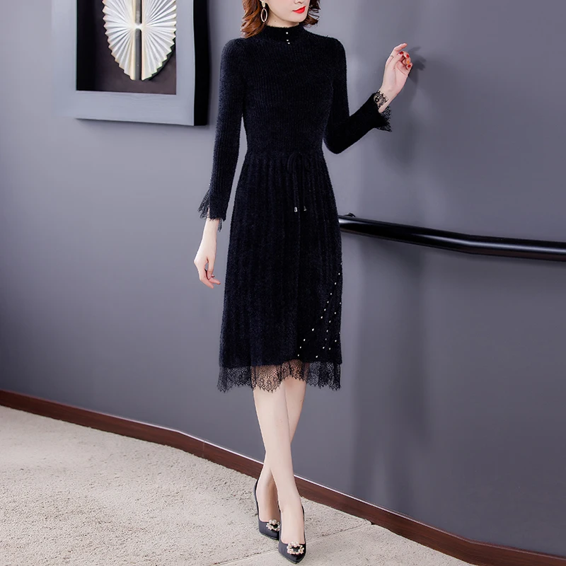 Winter Women Elegant Warm Long Turtleneck Mink Cashmere Sweaters 2024 Autumn Vintage Solid Casual Midi Sweater Dresses 6 Winter Women Elegant Warm Long Turtleneck Mink Cashmere Sweaters 2024 Autumn Vintage Solid Casual Midi Sweater Dresses 6