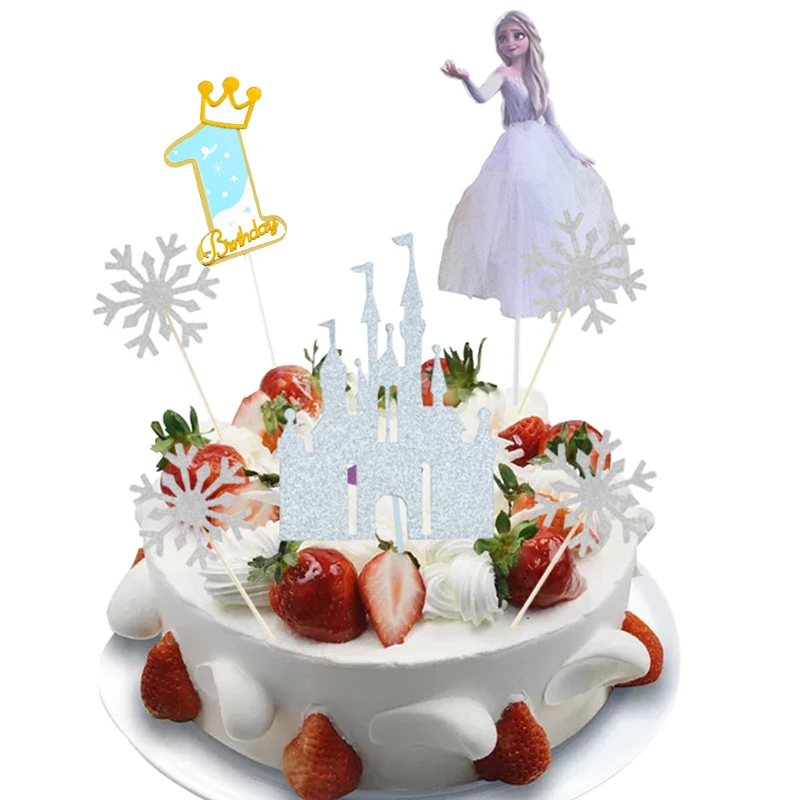 

13pcs/Set Frozen Elsa Princess Theme Cake Decoration Cake Cupcake Toppers Cake Flag Girls Birthday Party Decoration Supplies Set