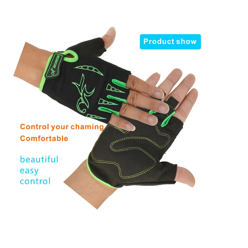 MOREOK Polyester Shock-proof Sponge Sport Racing Summer Half Finger Mtb Bicycle Bike Cycling Gloves for Men  Women