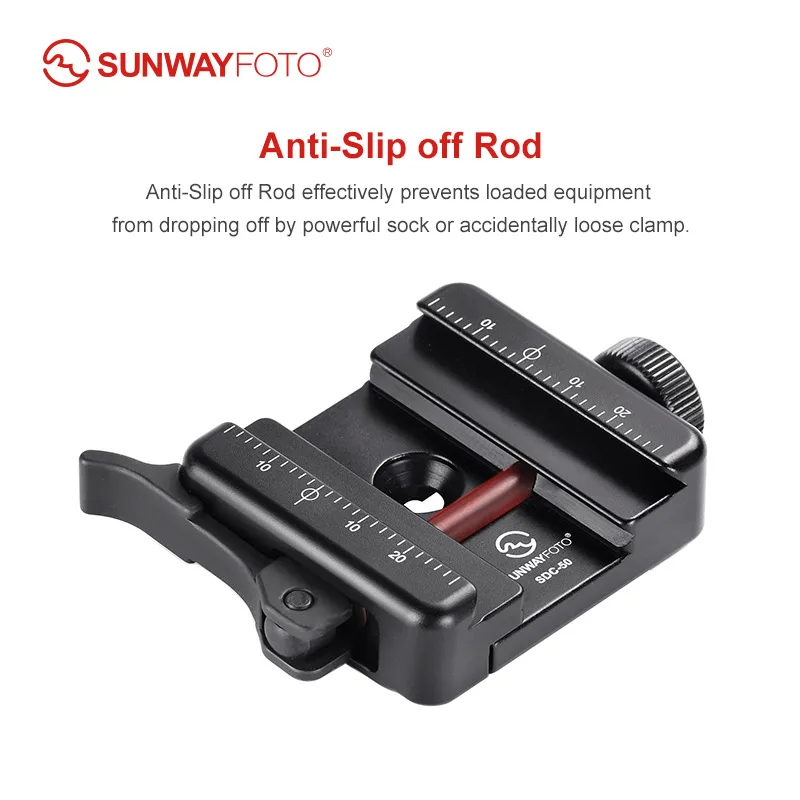 SUNWAYFOTO SDC-50 QR Quick Release Clamp Arca Swiss/RRS Dovetail to Picatinny Adapter