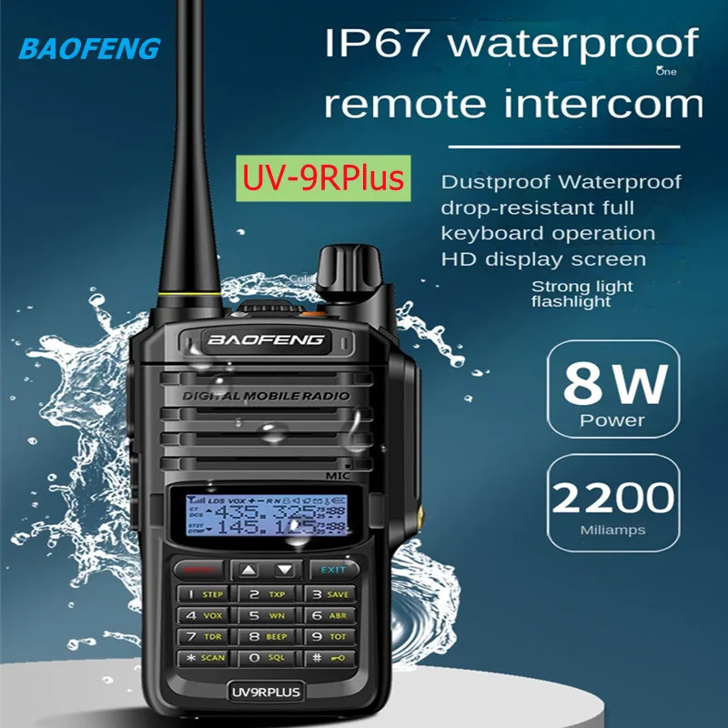 Baofeng UV-9RPlus Walkie Talkie High Power Mobile Radio Double Band 8W Long Distance Communication Intercom Outdoor Hotel