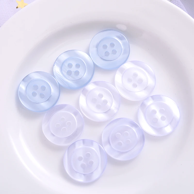 30Pcs/Pack Transparent Resin Buttons 32#(20mm) 4 Holes Mixed Color Buttons For Clothes Shirt DIY Bottons Apparrel Accessories