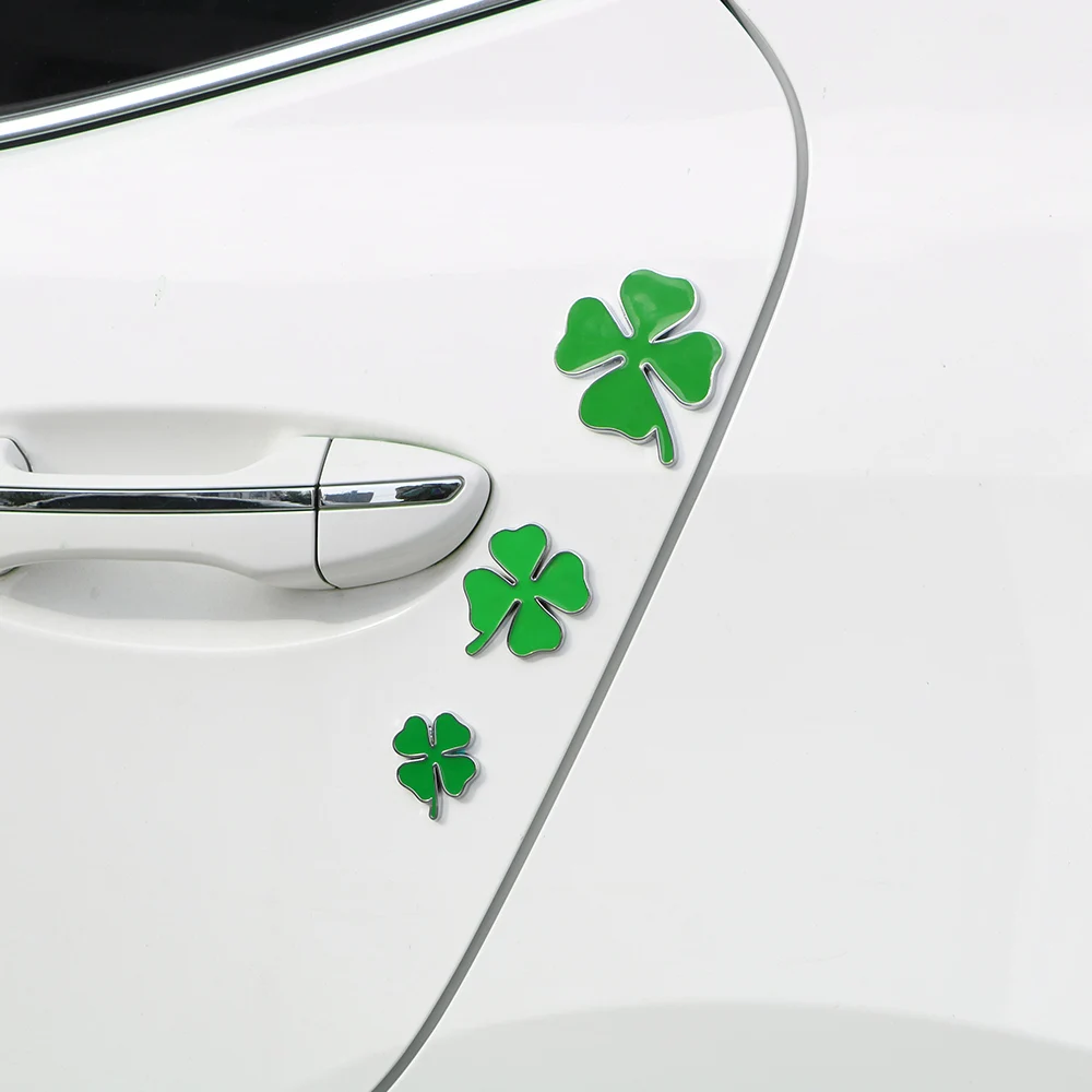 3D Metal Car Sticker Green Lucky Clover Side Label Emblem For Alfa Romeo 159 giulietta Mito Four Leaf Clover Badge Accessories