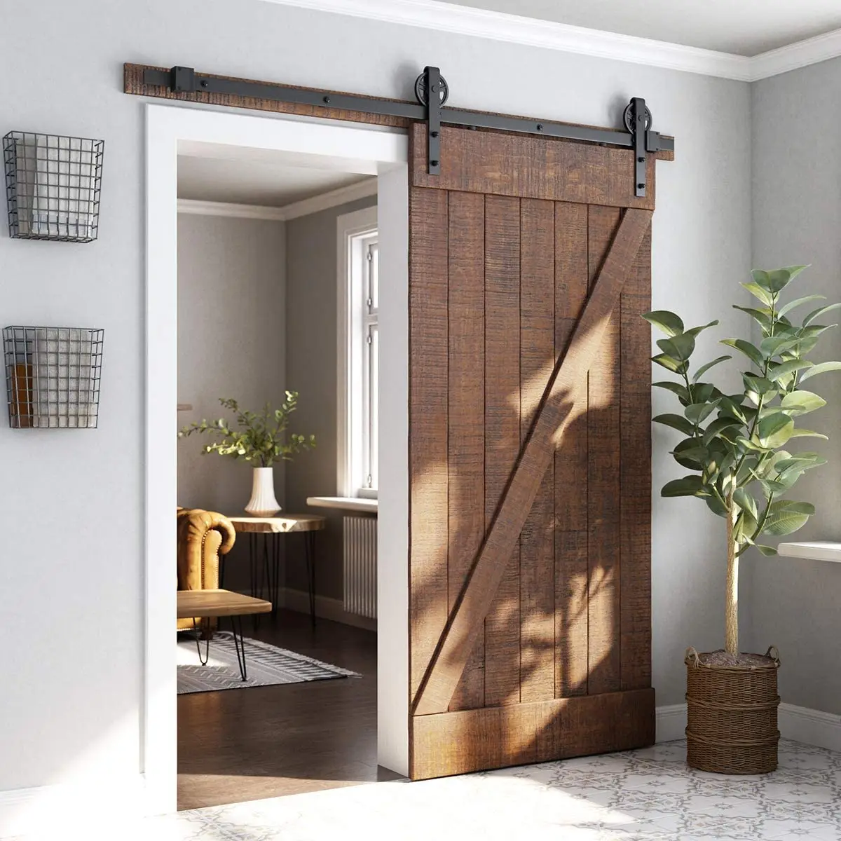 For Russian Vintage Industrial Wheel Sliding Barn Wood Door Interior Closet Door Kitchen Door Track Kit Track System Hardware