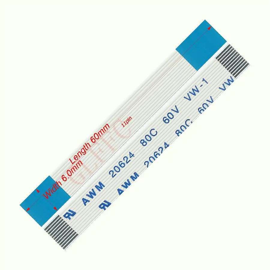 11pin 0.5 Sân 60Mm-400Mm Một-Loại Dẻo Cáp Phẳng FFC Awm 20624 ROHS Xuất TTL màn Hình LCD DVD Máy Tính