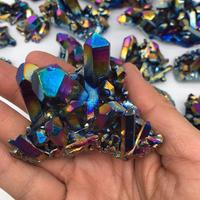 Natural Quartz Crystal Rainbow Titanium Cluster Mineral Specimen Stone Healing H5M4