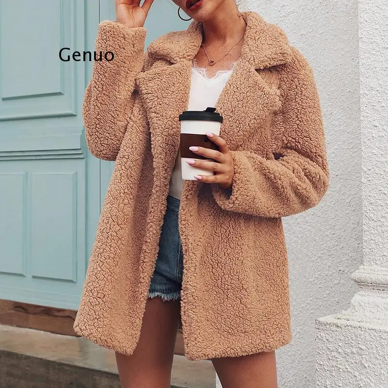 Faux Fur Coat Fleece Sweatshirts Cardigan Female Autumn Winter Coat Women Overcoat Plush Jacket