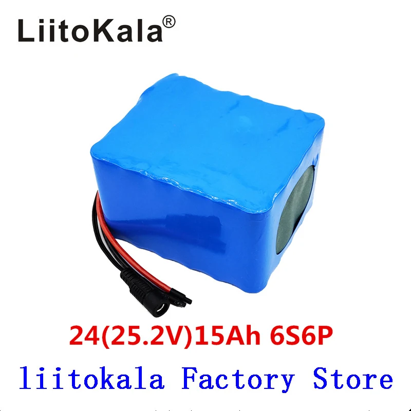 LiitoKala 6S6P 24V 15Ah 25.2V lithium battery pack batteries for electric motor bicycle ebike scooter wheelchair cropper