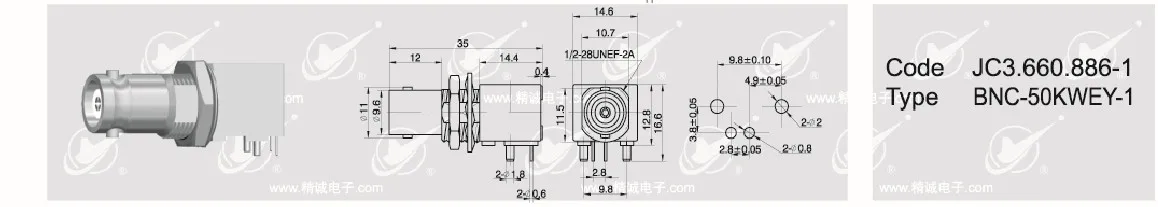 Conector fêmea bnc de alta qualidade forma de placa pcb tipo soldagem