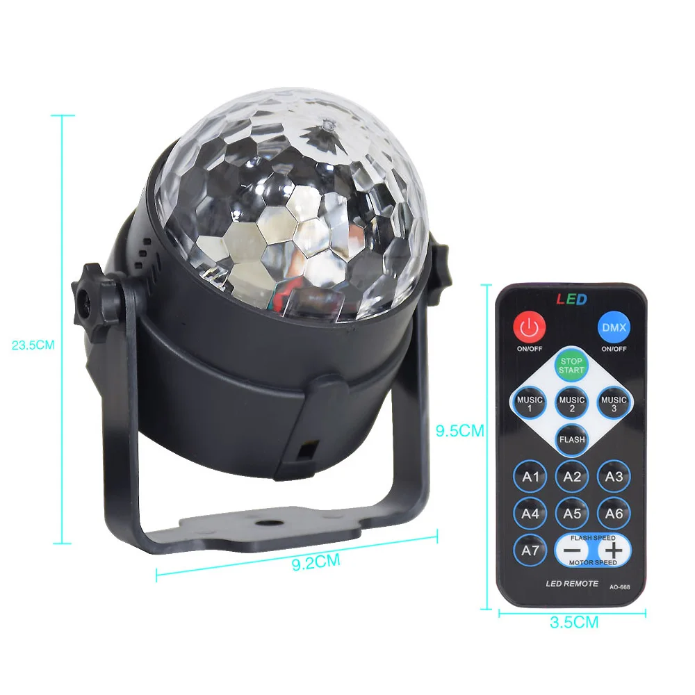 Mini RGB LED Crystal Magic Ball Stage Effect Lighting Lamp Bulb Party Disco Club DJ Light Laser Show
