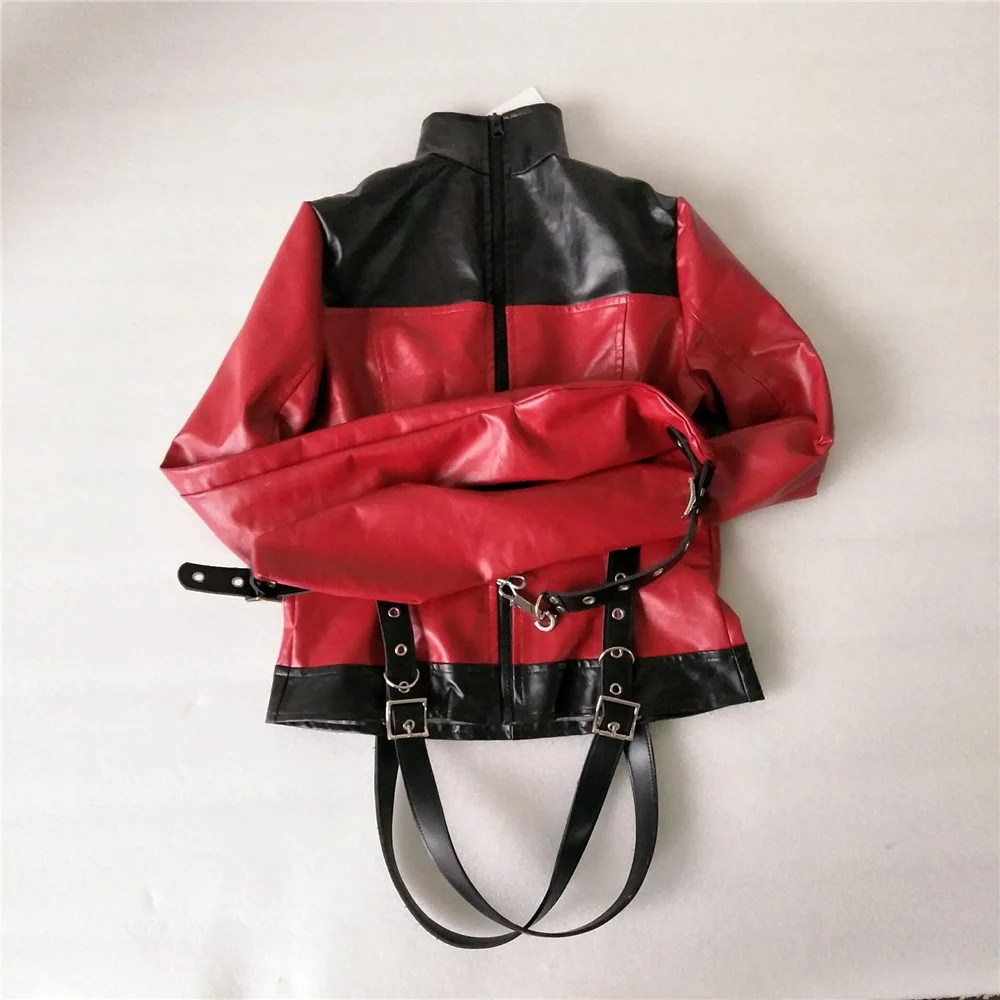 

Sofe Pu Leather Adjustable Bound Binder Bondage Straitjacket Binding Slave Lockable Coat For Women Cosplay Adult Sex Games Toy