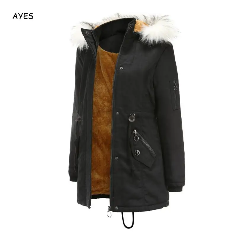 Plus Size 3xl Women Autumn Winter Keep Warm Overcoat With Fur Hap Cotton Women Parkas High Quality Zipper Pockets Outers Female