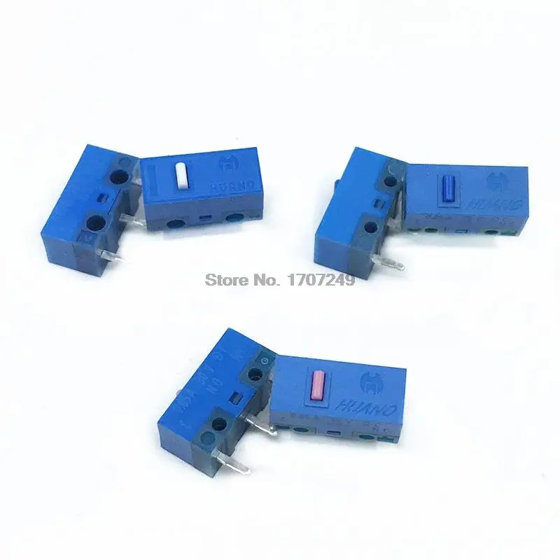 

10Pcs/lot New arrival HUANO Micro switch Blue Shell White/Blue/Pink dot 20 50 80 million clicks life computer mouse 3pin button