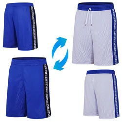 Pantaloncini da allenamento per uomo doppio lato pallacanestro lunghezza corta al ginocchio palestra allentata Jogging Fitness pantaloni a cinque punte pantaloncini da corsa con lettera 5XL