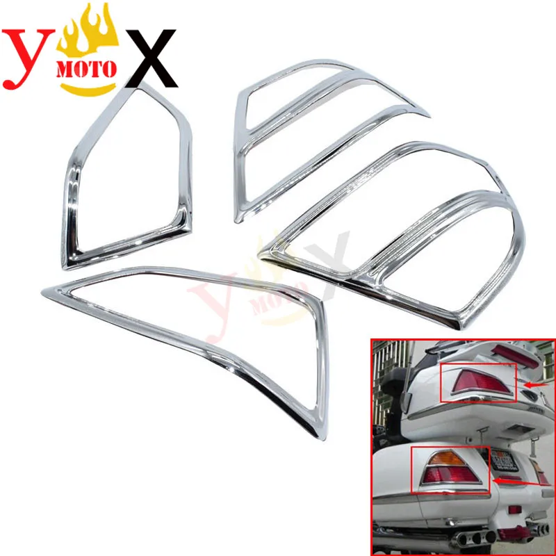 

Chrome Rear Trunk Saddlebag Brake Taillight Turn Signal Light Indicator Accent Trim Decal For Honda Goldwing GL1800 2001-2005 02