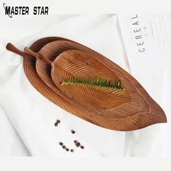 Master Star Handmade Leaf-shaped Plate Black Walnut Wooden Hotel Tableware Solid Whole Wood Luxury Snacks Tray Kitchen Dish