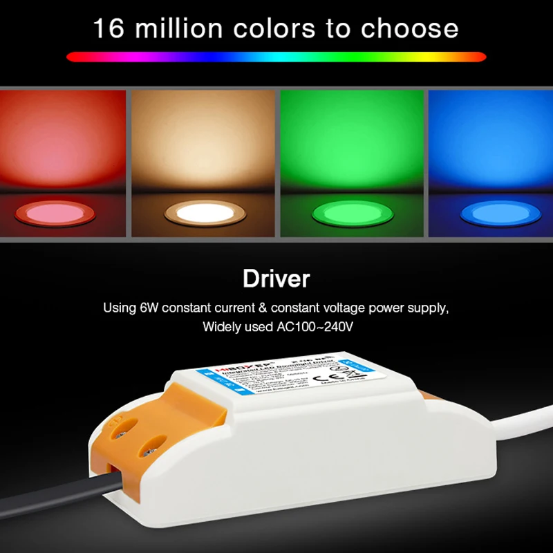 FUT068 6W Rgb + Cct Led Downlight AC100-240V Ronde Smart Led Panel Light Dimbare Compatibel App/2.4G hz Rf FUT092 Afstandsbediening