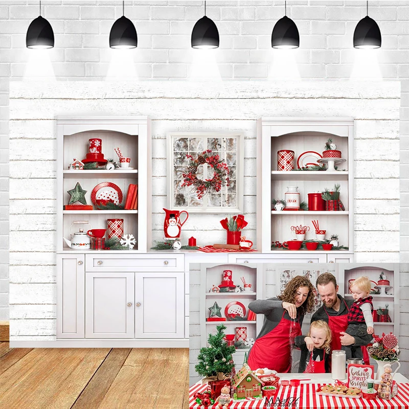 Christmas Photography Background Xmas Tree Kitchen Props Decorations Family Portrait Photography Backgrounds For Photo Studio