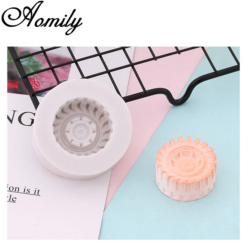 Aomily 4pcs Car Tire Motorcycle Tire Liquid Silicone Mold Fondant Cake Chocolate Mold Cake Decoration Accessories Baking Tools