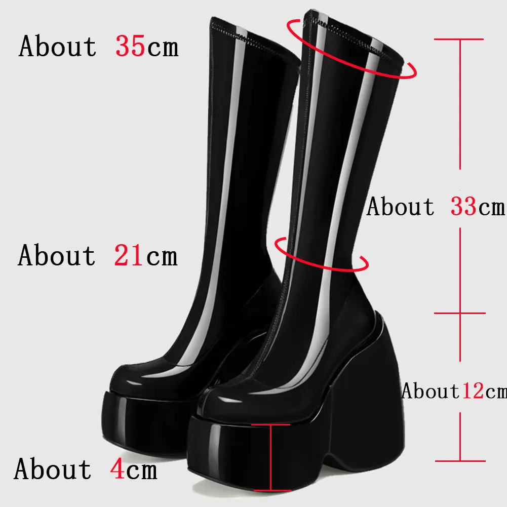 DORATASIA Female Motorcycle Boots Strange Style Slip-On High Heel Platform Women Mid Calf MELODY Boots Fashion Goth Cool Shoes