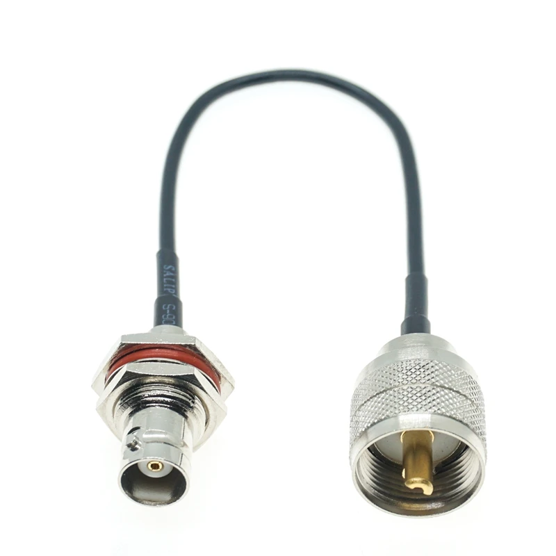 

RG174 PL259 UHF Male to BNC FEMALE Nut Bulkhead Coax RF Cable Jupmer Pigtail