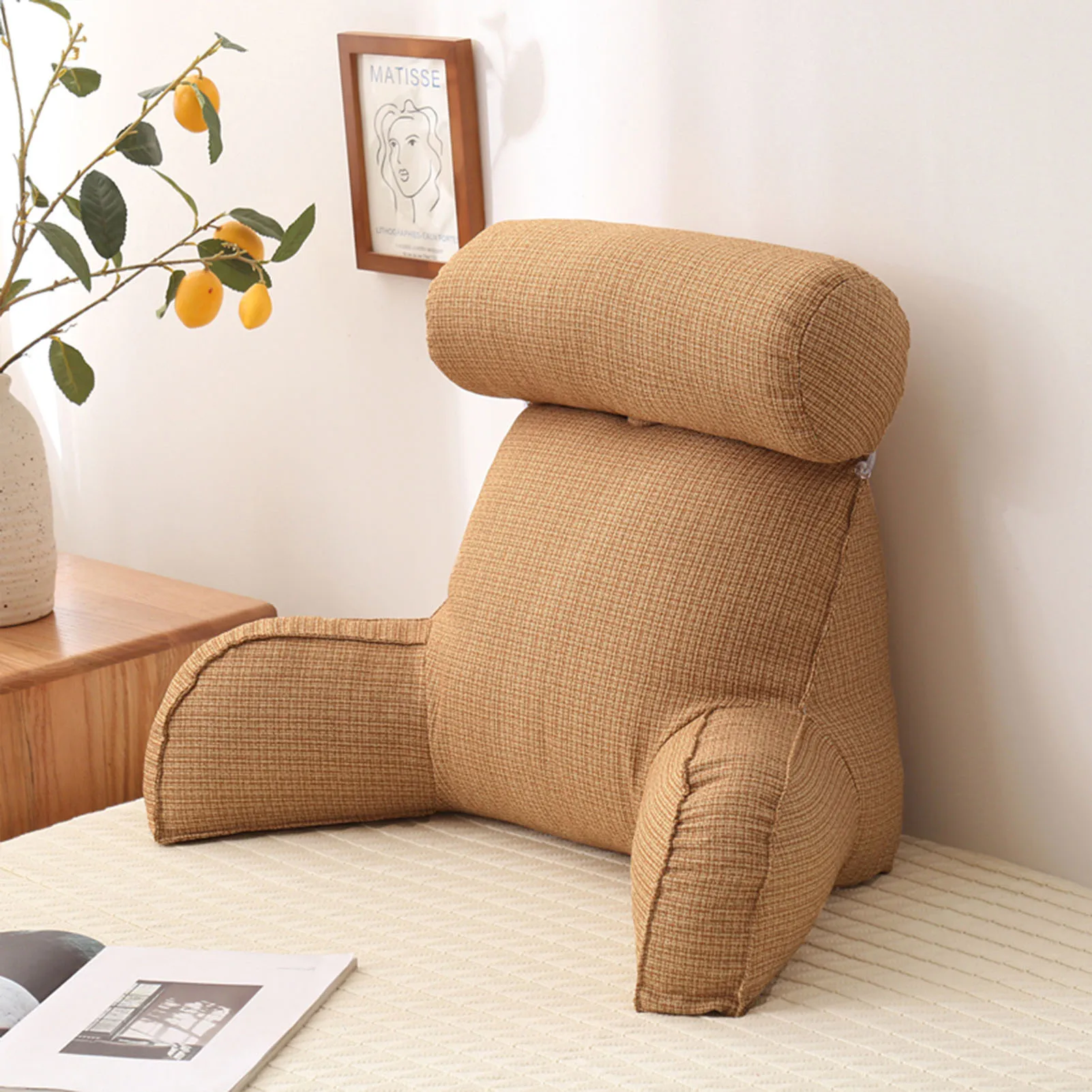 Back Cushion With Detachable Neck Pillow Bed Reading Rest Backrest Chair Car Seat Sofa Waist Pad Cotton Lumbar Support Pillollow