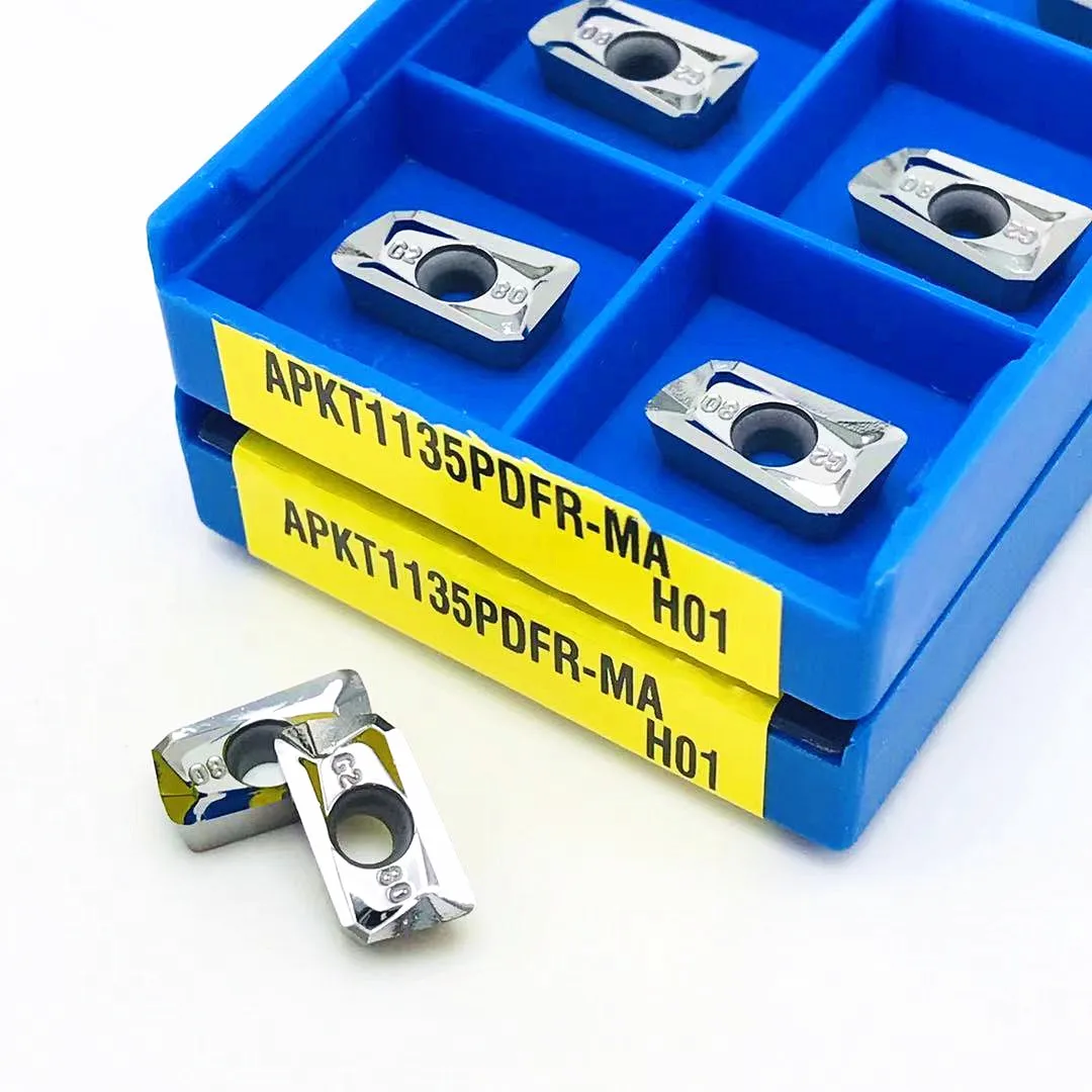 Hoja de aluminio APKT1135PDFR-MA H01 APMT1135, herramienta de torno R0.8, corte de aluminio para máquina CNC, cortador de fresado, APKT 1135