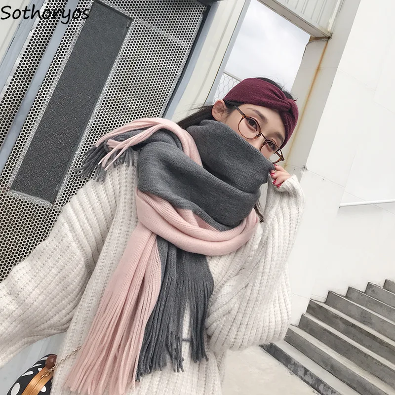 

Scarves Wraps Women Long Patchwork Warm Simple Casual All-match Womens Korean Style Various Colors Fashion High Quality Detailed