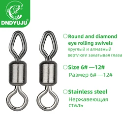 DNDYUJU 100pcs Fishing Connector Eight Word Ring Diamond Swivels Eye Rolling Swivel Fishhooks Lure Connector Fishing Accessories