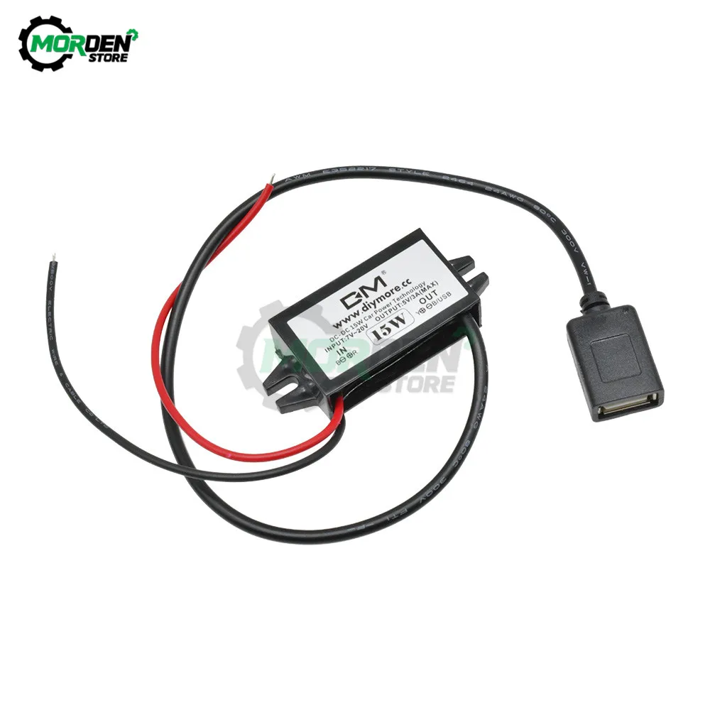 DC-DC 12V Ke 5V Konverter Daya Mobil 3A 15W Micro Mini USB Adaptor Output Catu Daya Tegangan Step Down Panas Rendah Perlindungan Otomatis