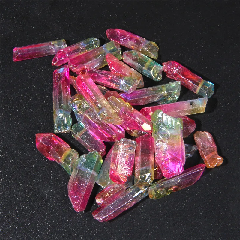 10/20/30pcs Purple Natural Quartz Crystal Point Beads Top Drilled Graduated Stick Point Loose Bead for DIY Jewelry Making Supply