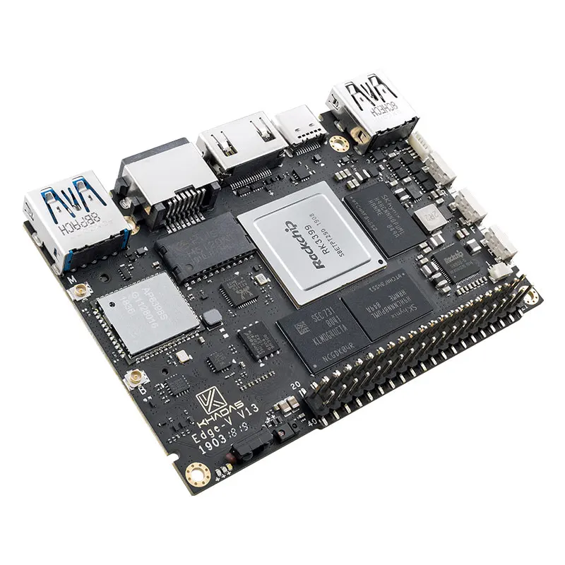 Imagem -06 - Khadas-borda-v Pro Development Board Sbc 4gb Lpddr4x 32gb Emmc Single Board Computer Rockchip Rk3399 Slot M.2 para Ssd e Lte Mod