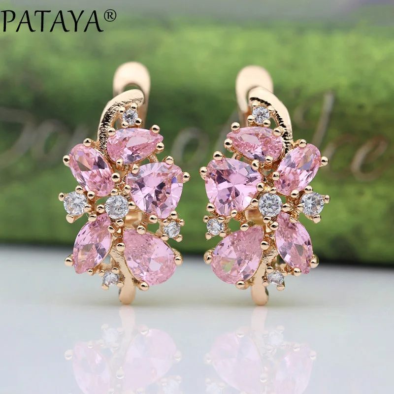 11.11 PATAYA New Black Water Drop Earrings 585 Rose Gold Color Natural Zircon Triangle Dangle Earrings Women Fashion Jewelry