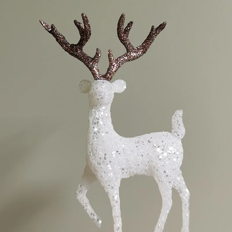 Cake Decoration Crystal Deer Baking Cake Scene Dress Up Christmas Party Atmosphere Cake Decoration  White Elk Card Insertion