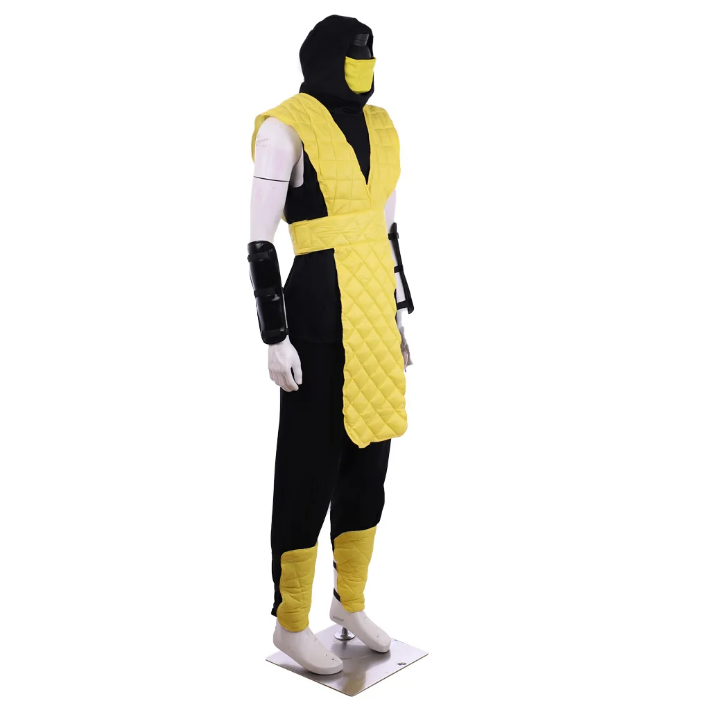 Fato de jogo Mortal Kombat X Scorpion, cosplay sub-zero amarelo e azul, traje de combate de batalha masculino, terno completo para Halloween e Carnaval