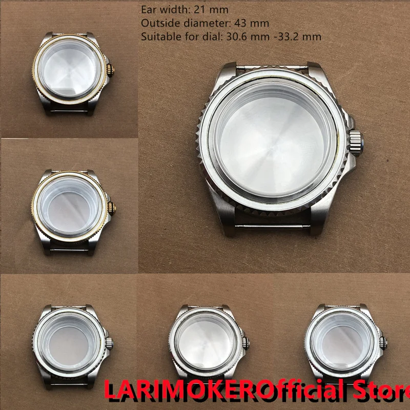 

LARIMOKER 43mm Sapphire Glass Silver Case fit ETA 2836 NH35 NH36 PT5000 Miyota 8205 8215 Mingzhu DG 2813 3804 Seagull Movement