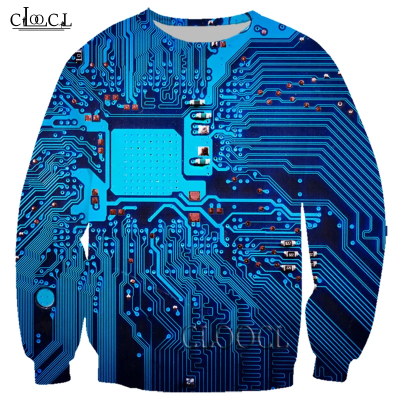 HX 2021  Men Women 3D Print Hip Hop Popular Electronic Chip Fashion Sweatshirt Unisex Hipster Casual Sportswear Pullover Tops