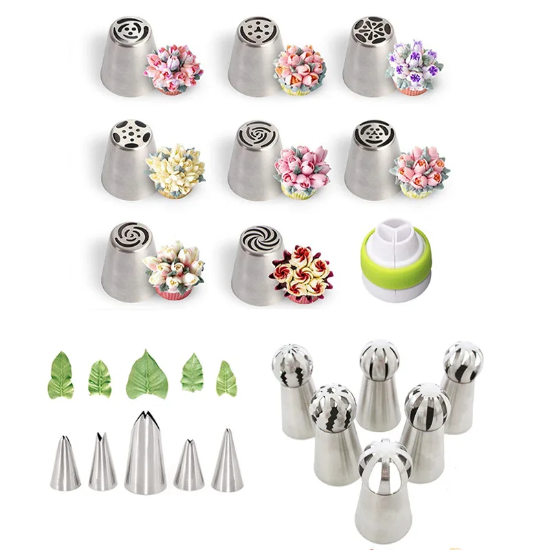 Tulip Pastry Nozzles Set Kit for Cream Stainless Steel Russian Artistic Icing Piping Tips Cake Decorating Confectionery Tool