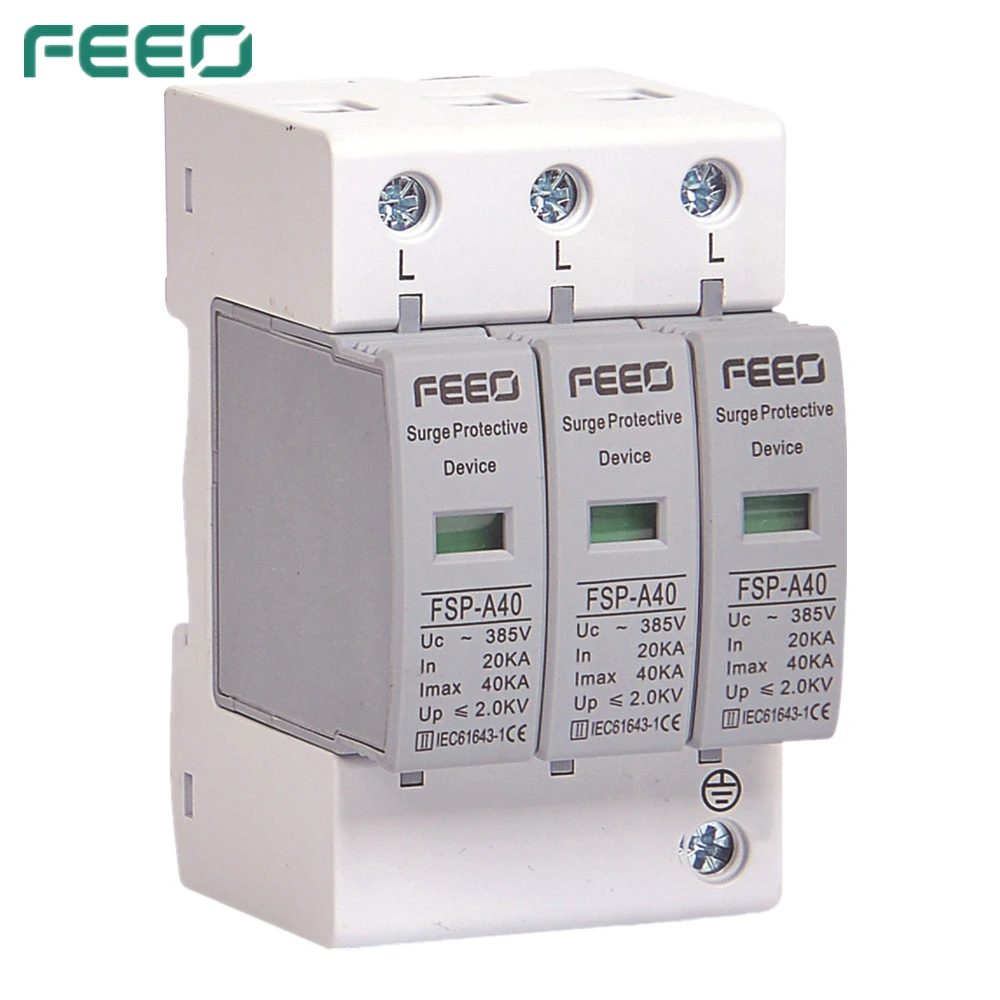 FEEO FSP-A40 surge voltage protection 1P 2P 3P 4P SPD Arrester Low Voltage House 275/385/420VAC