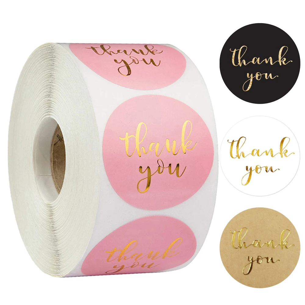 Thank You Sticker 100-500pcs Round Gold Foil stickers For Business Gift Seal Labels Shipping Stickers for Decoration Envelope